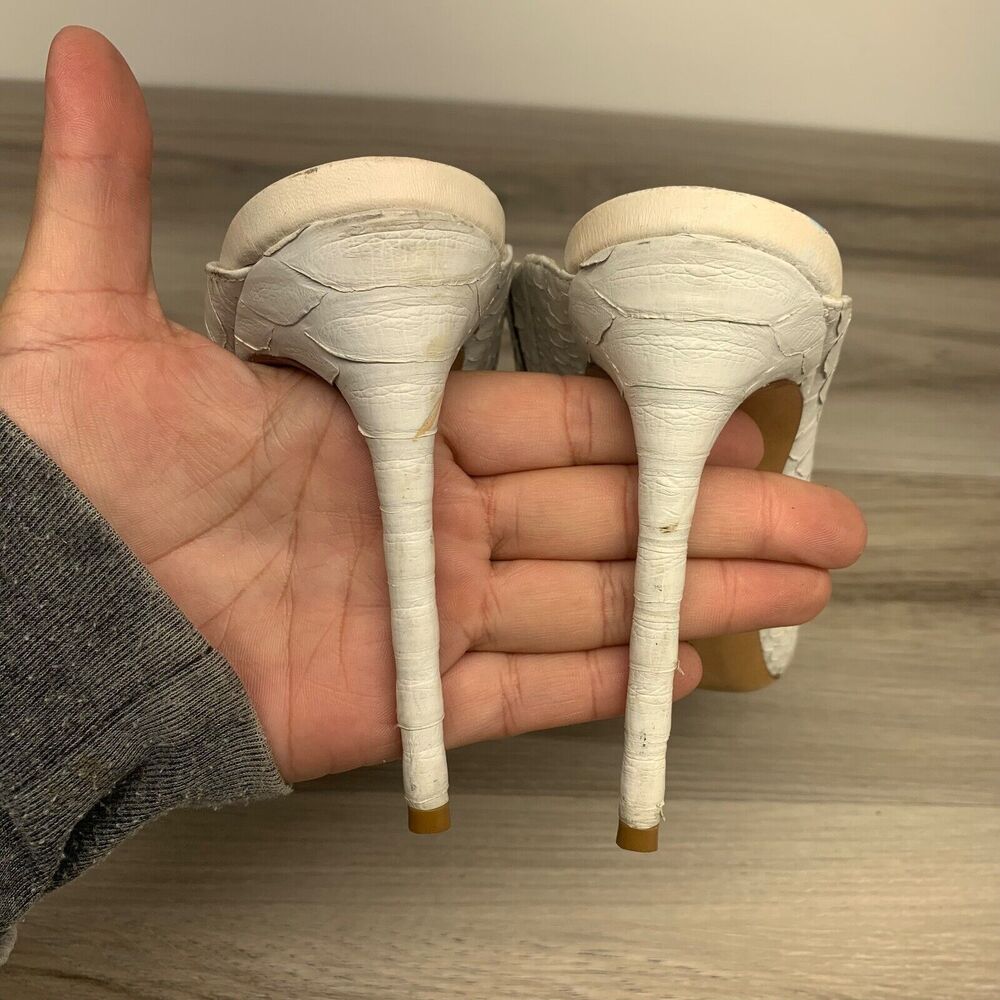 Alexandre Birman White Python Leather Slide Slip … - image 5